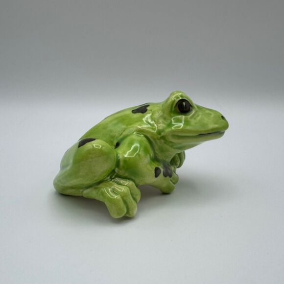VTG Porcelain Green Frog Figurine SHELF SITTER 3.25"X3.25" Garden Animal Decor - Picture 12 of 14